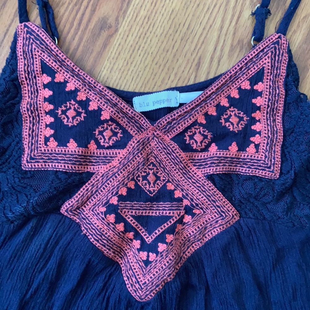 Blu Pepper Lace Embroidered Tank Top